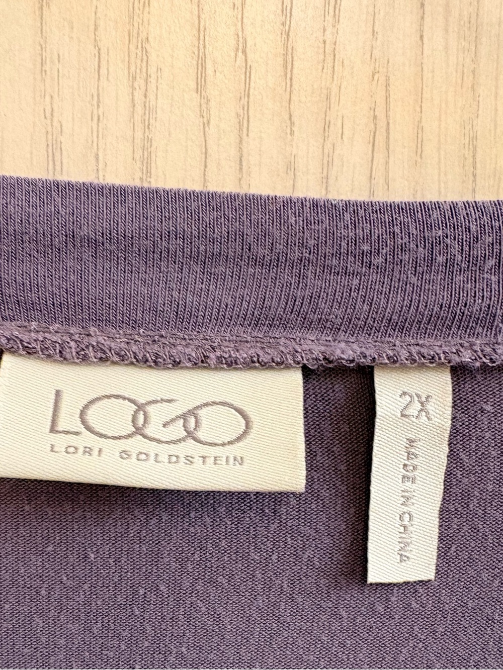 LOGO by Lori Goldstein Muted Purple Long Sleeve Scoop Neck Top - Picture 3 of 4
